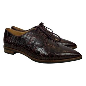 Ecco Tortoise Leather Upper Pointed Toe Lace Up Brown Women’s Shoes Size 36